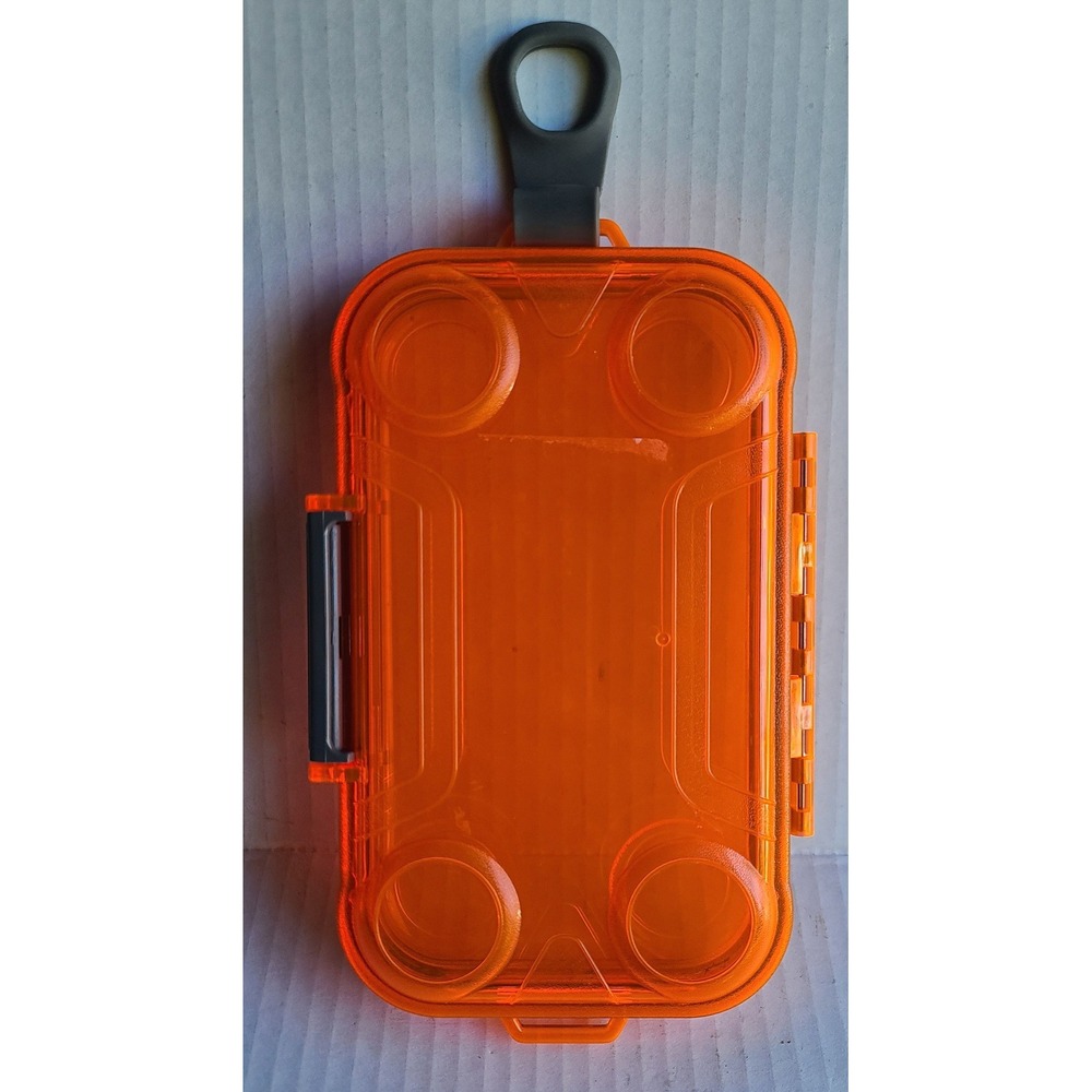 Waterproof Dry Box Translucent Orange Small Utility Case with Latch and Loop